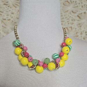 Talbots Yellow and Pink Watermelon Beaded Necklace